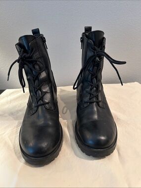 Aldo Black Lace-Up Platform Combat Boots